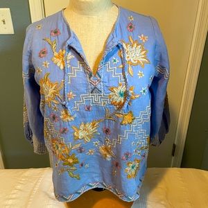 Johnny Was Elia Easy Linen blouse, lavender, Large